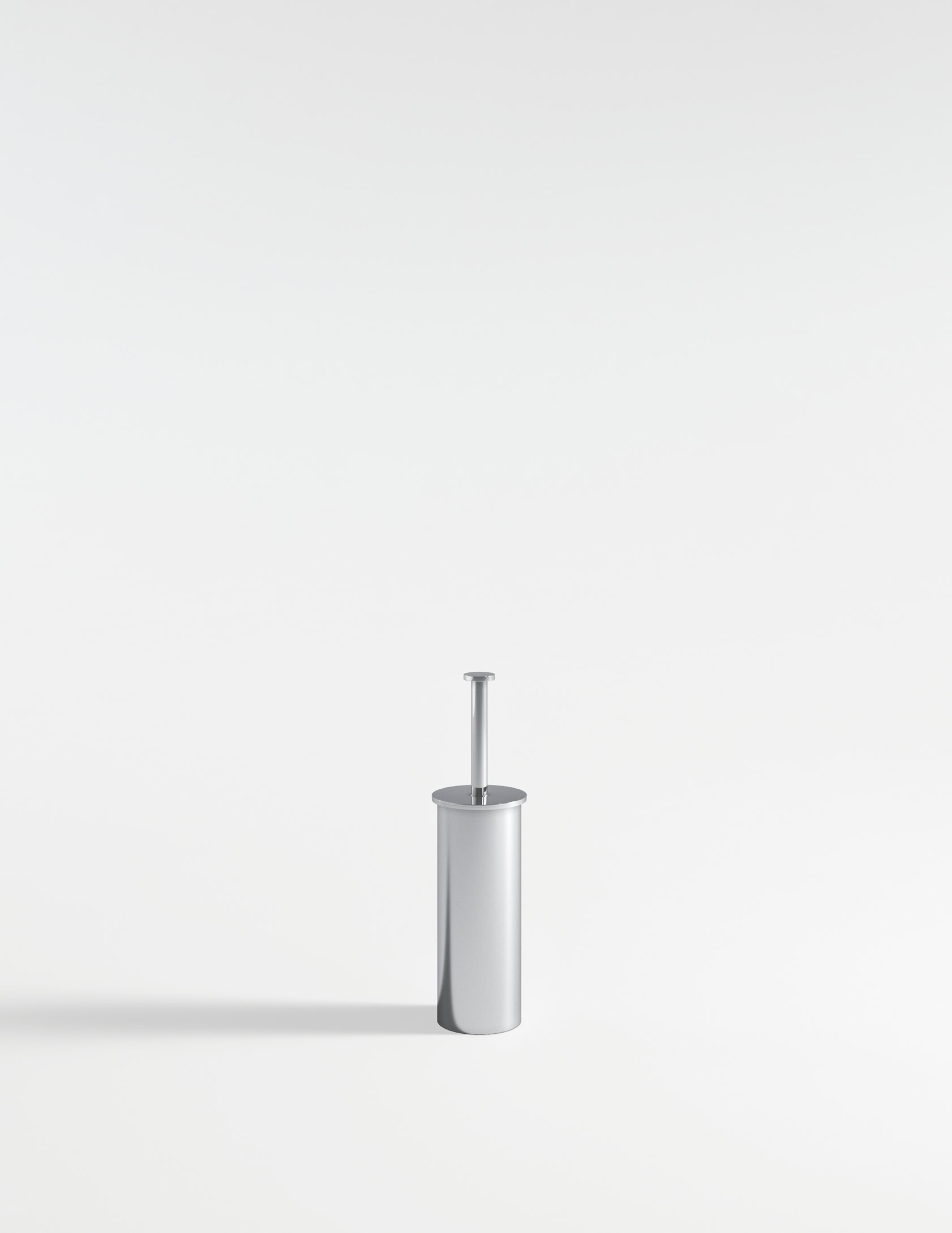 Portarotolo Riva minimalista in acciaio inox su sfondo bianco.