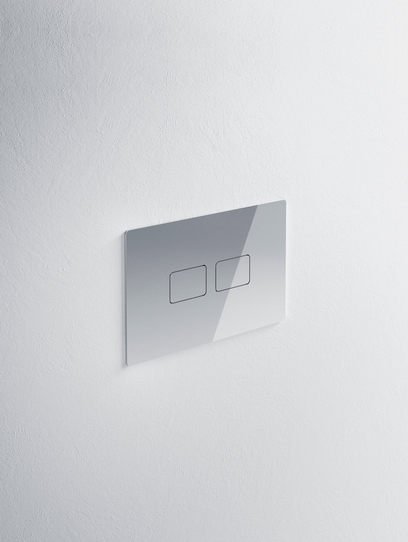 Pulsante di comando per WC con design minimalista e superficie lucida.