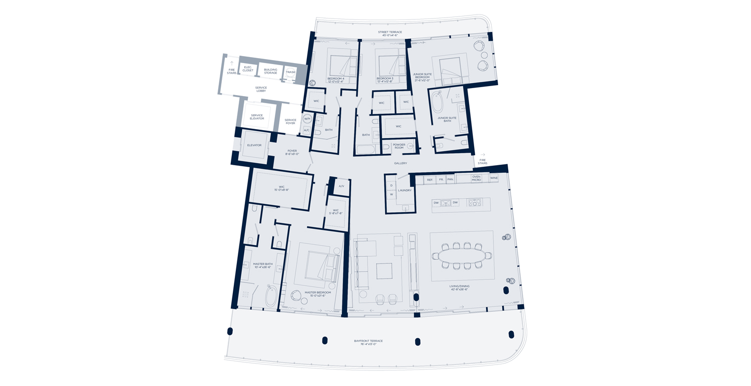 Mappa degli interni di un edificio progettato Noorth con planimetrie dettagliate.
