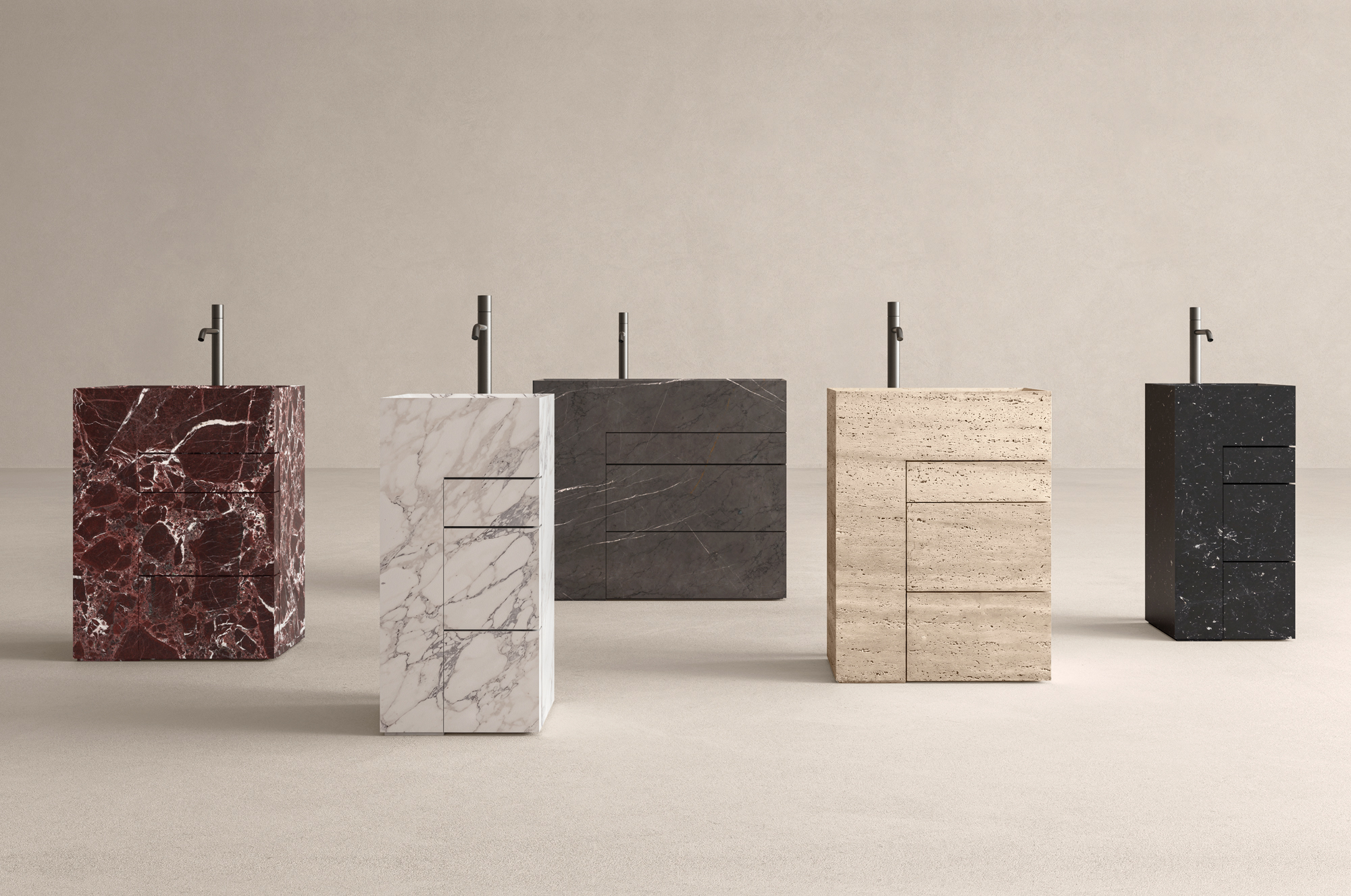 Set di blocchi in marmo e pietra decorativi per interni ed esterni.